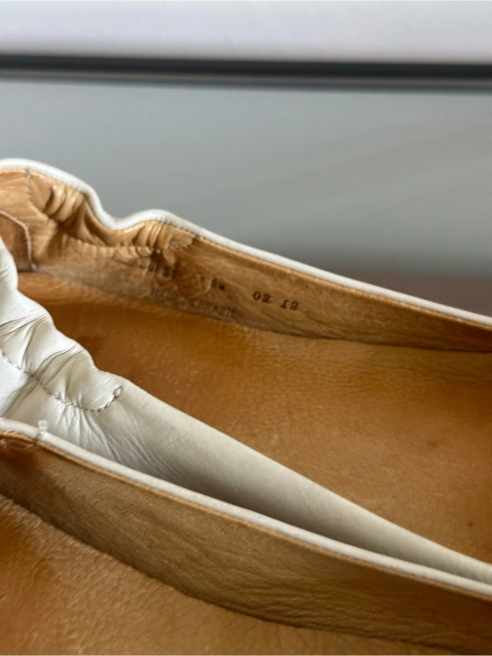Peter Millar Dana Beige Lizard Cap Toe Ballet Flats Leather Made in Brazil